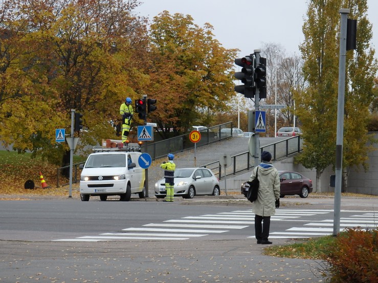 Intersection of Tainionkoskentie and Virastokuja, Imatra, October 12, 2016